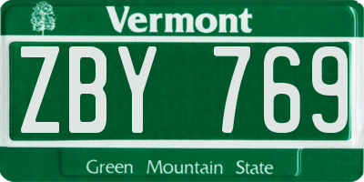 VT license plate ZBY769