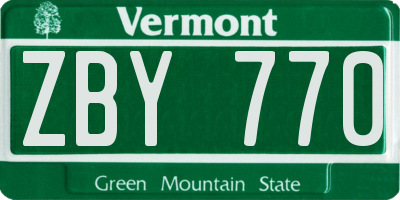 VT license plate ZBY770