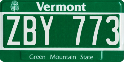 VT license plate ZBY773