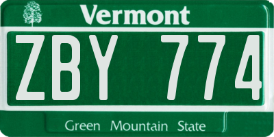 VT license plate ZBY774