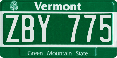 VT license plate ZBY775