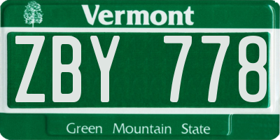 VT license plate ZBY778