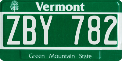 VT license plate ZBY782