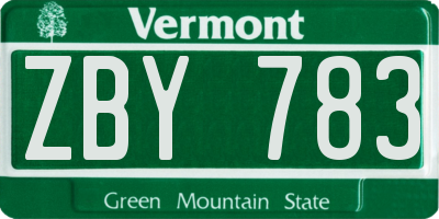 VT license plate ZBY783