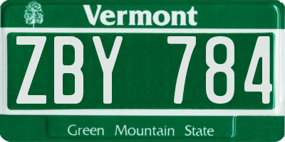 VT license plate ZBY784