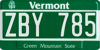 VT license plate ZBY785