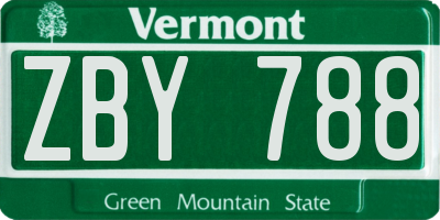 VT license plate ZBY788