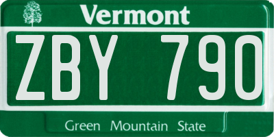 VT license plate ZBY790