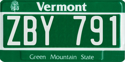 VT license plate ZBY791