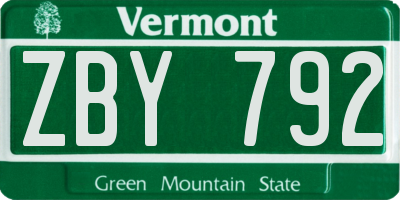 VT license plate ZBY792