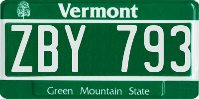 VT license plate ZBY793