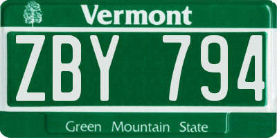 VT license plate ZBY794