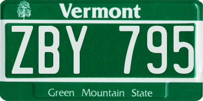 VT license plate ZBY795