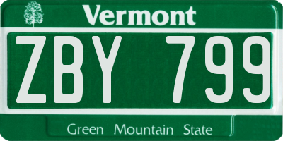 VT license plate ZBY799