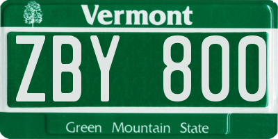 VT license plate ZBY800