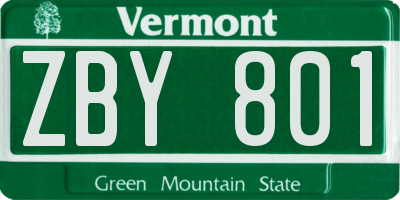 VT license plate ZBY801