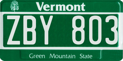 VT license plate ZBY803