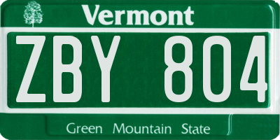 VT license plate ZBY804