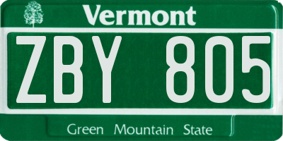 VT license plate ZBY805