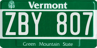 VT license plate ZBY807