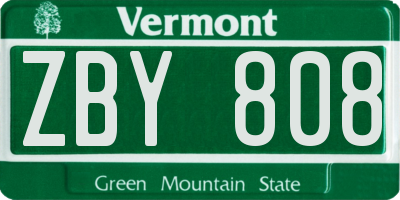 VT license plate ZBY808