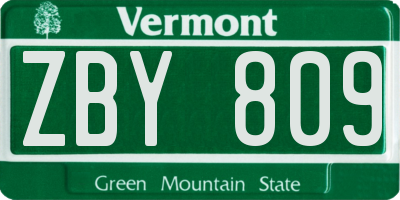 VT license plate ZBY809