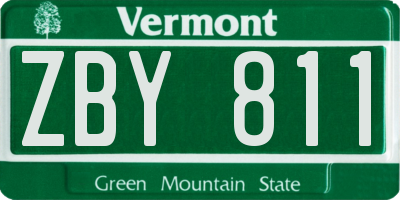 VT license plate ZBY811