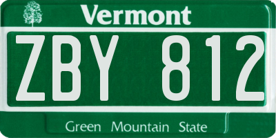 VT license plate ZBY812