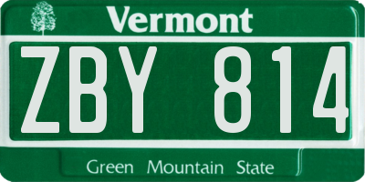 VT license plate ZBY814