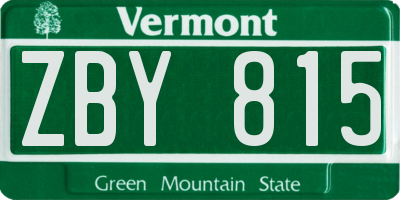 VT license plate ZBY815