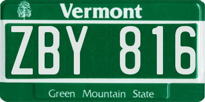VT license plate ZBY816