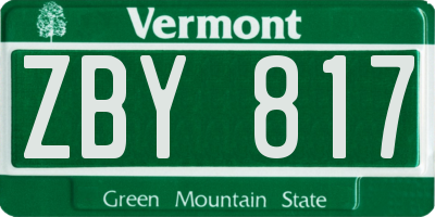 VT license plate ZBY817