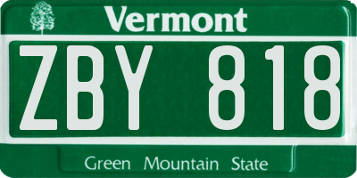 VT license plate ZBY818