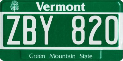 VT license plate ZBY820