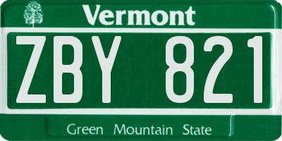 VT license plate ZBY821