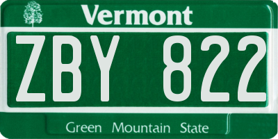 VT license plate ZBY822