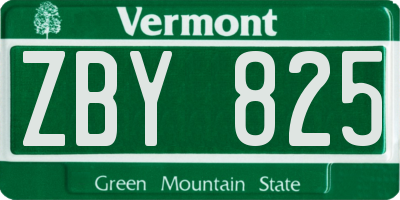 VT license plate ZBY825