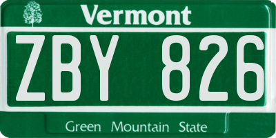 VT license plate ZBY826