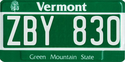 VT license plate ZBY830