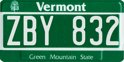 VT license plate ZBY832
