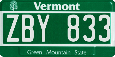 VT license plate ZBY833