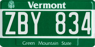 VT license plate ZBY834
