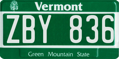 VT license plate ZBY836