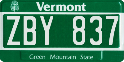 VT license plate ZBY837