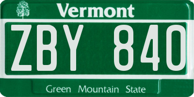 VT license plate ZBY840
