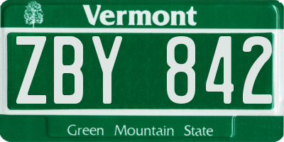 VT license plate ZBY842