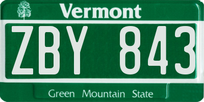 VT license plate ZBY843
