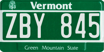 VT license plate ZBY845
