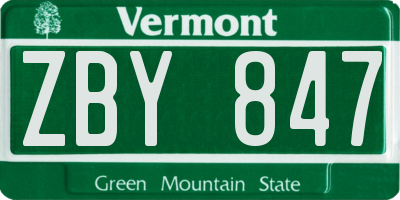 VT license plate ZBY847