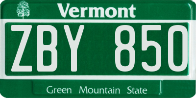 VT license plate ZBY850